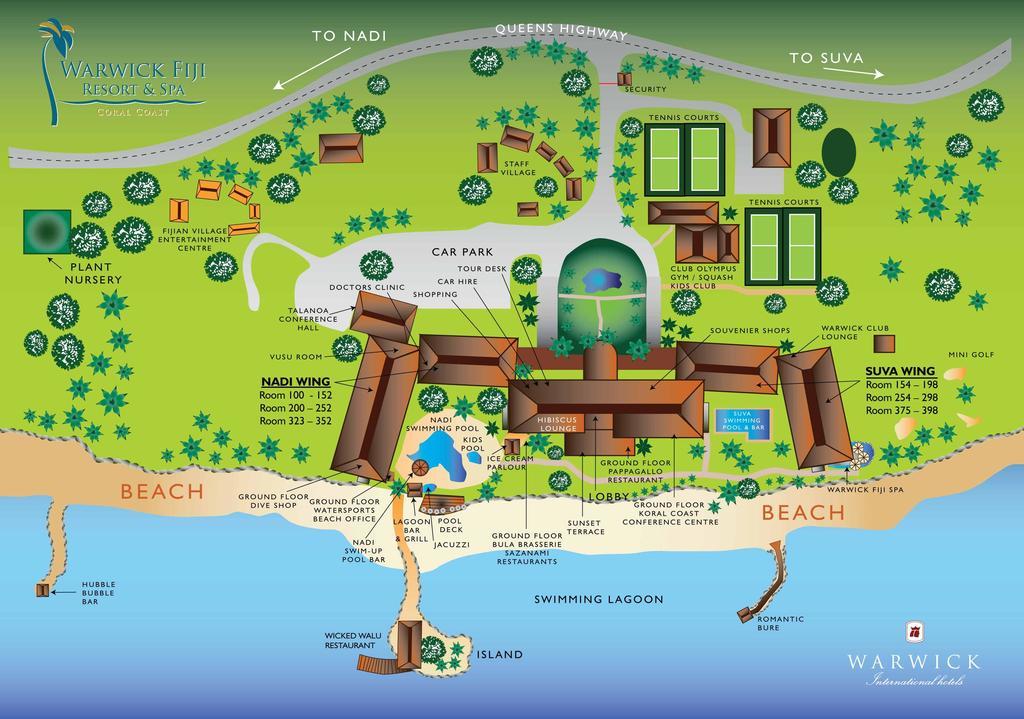 The Warwick Fiji Hotel Korolevu  Luaran gambar Map of the resort